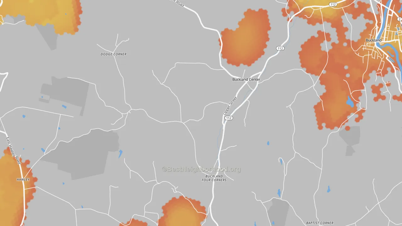 Bike Grade map of 01338, MA