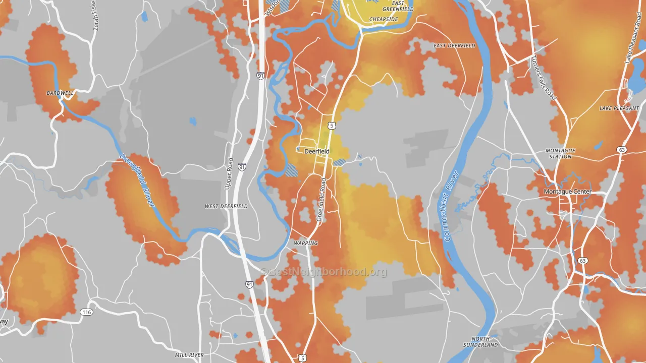 Bike Grade map of 01342, MA