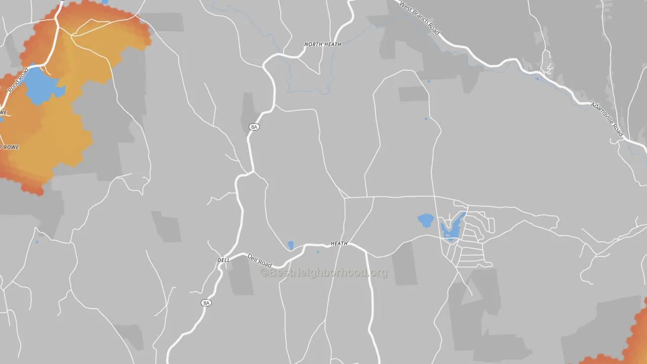 Bike Grade map of 01346, MA