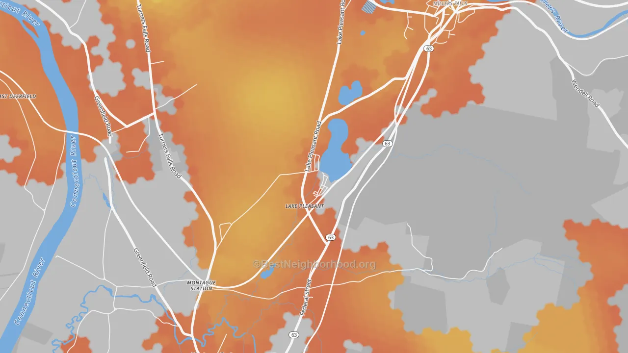Bike Grade map of 01347, MA