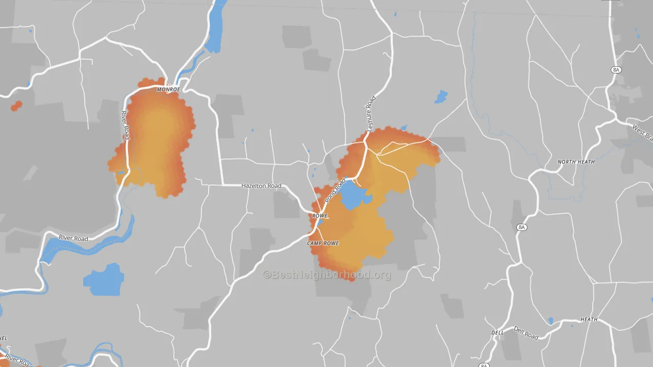 Bike Grade map of 01367, MA