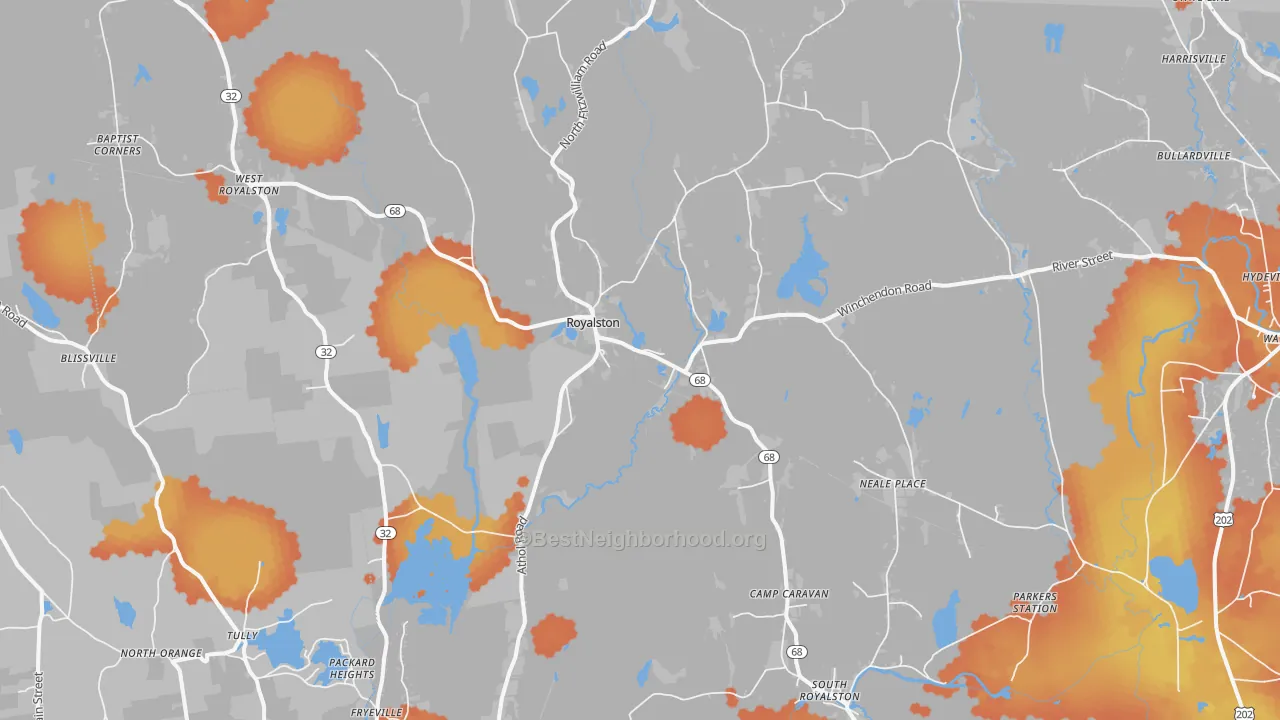 Bike Grade map of 01368, MA