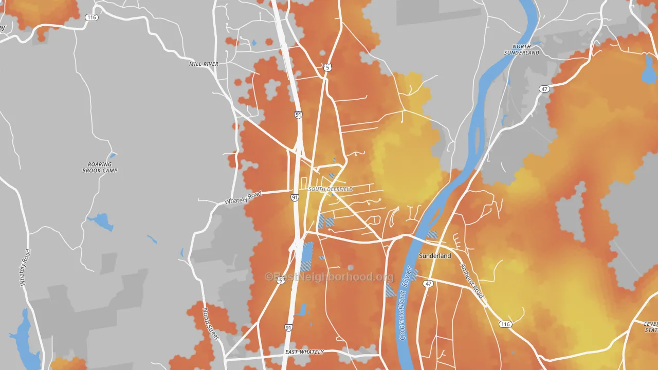 Bike Grade map of 01373, MA