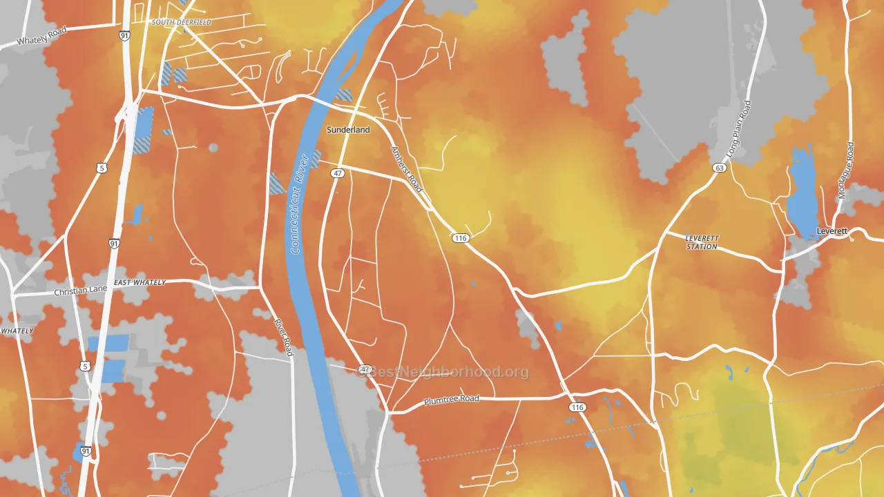Bike Grade map of 01375, MA