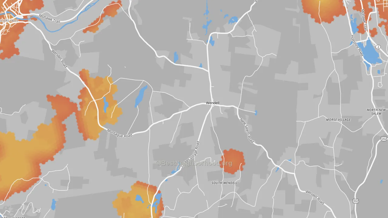 Bike Grade map of 01379, MA