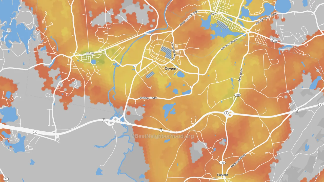 Bike Grade map of 01434, MA