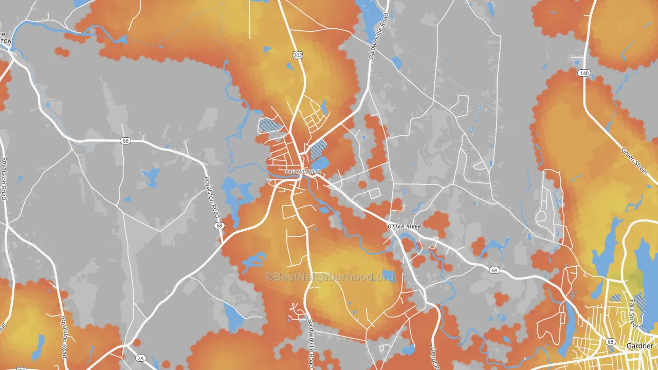 Bike Grade map of 01436, MA
