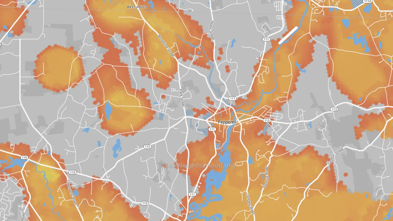Bike Grade map of 01463, MA
