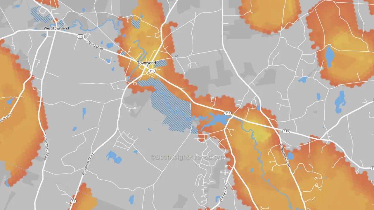 Bike Grade map of 01469, MA