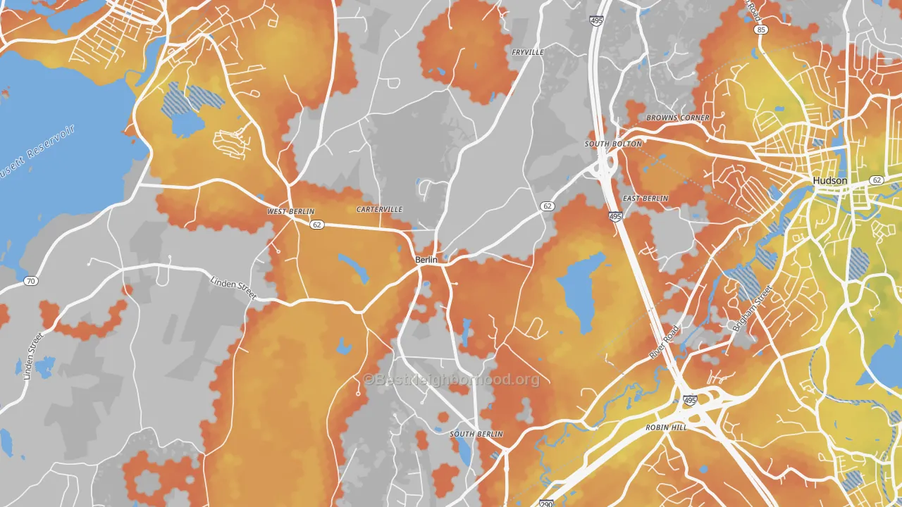 Bike Grade map of 01503, MA