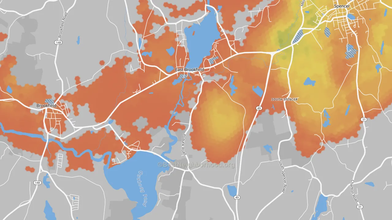 Bike Grade map of 01515, MA
