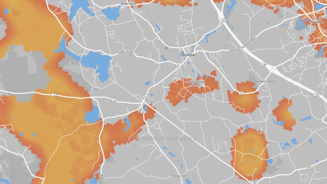 Bike Grade map of 01516, MA