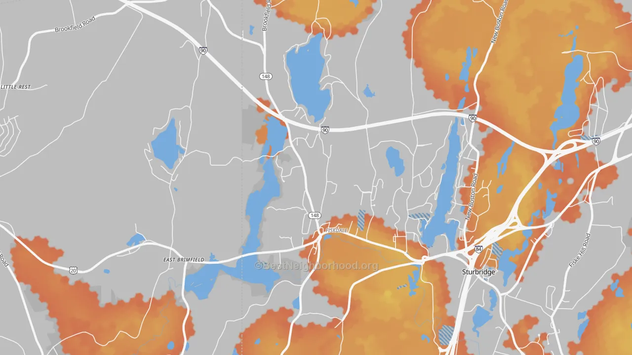 Bike Grade map of 01518, MA