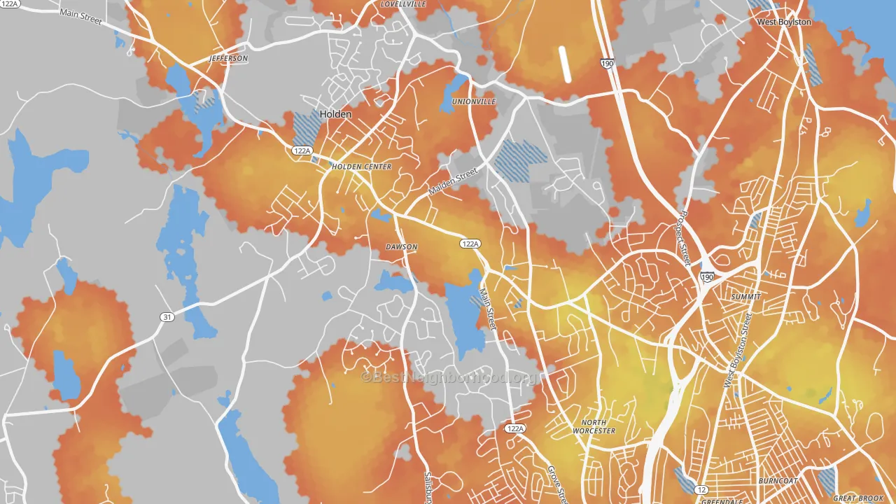 Bike Grade map of 01520, MA