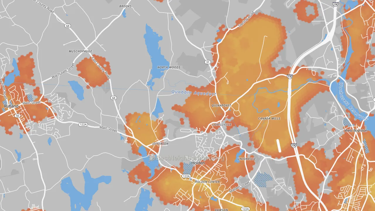 Bike Grade map of 01522, MA