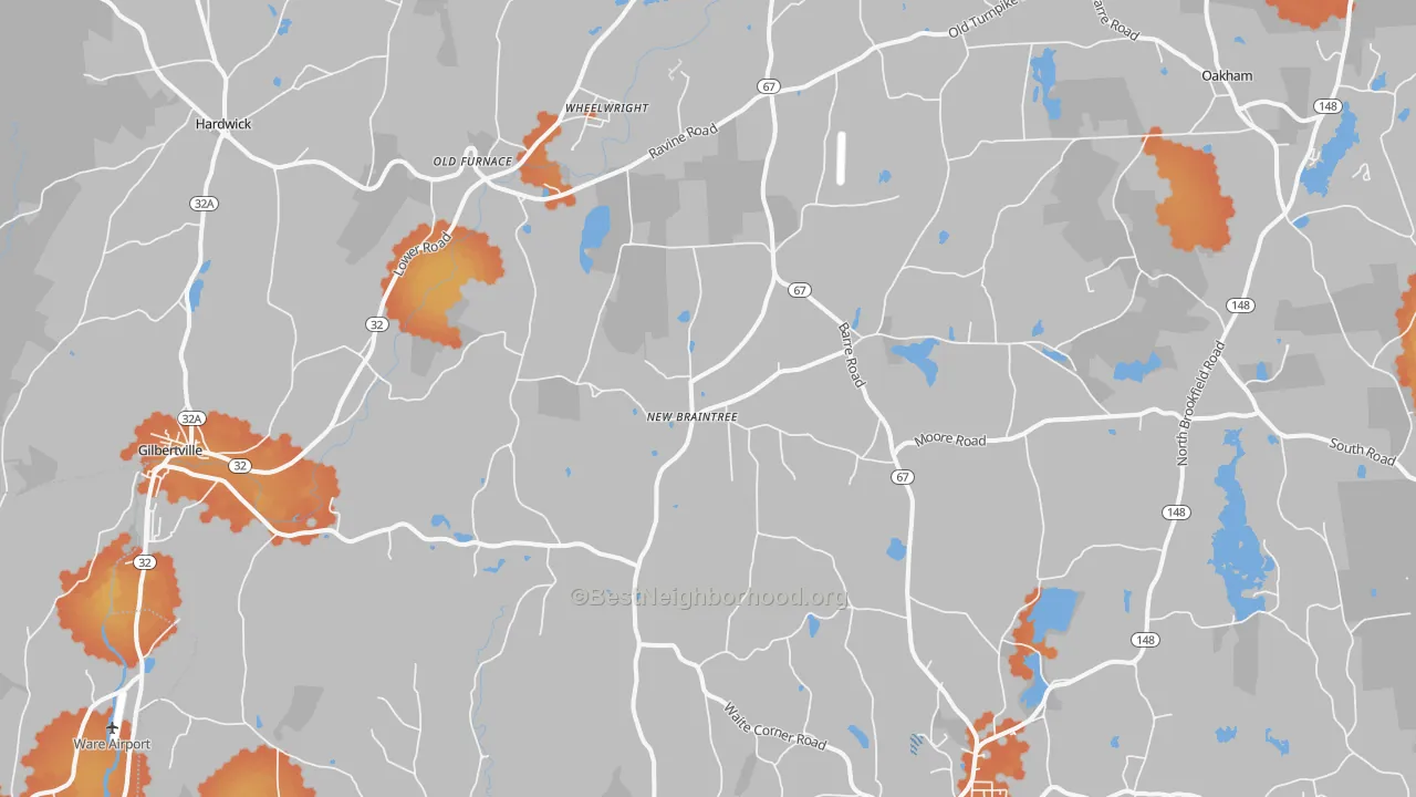Bike Grade map of 01531, MA