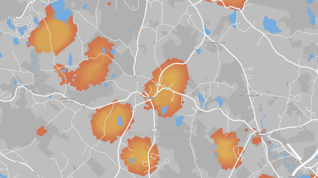 Bike Grade map of 01541, MA