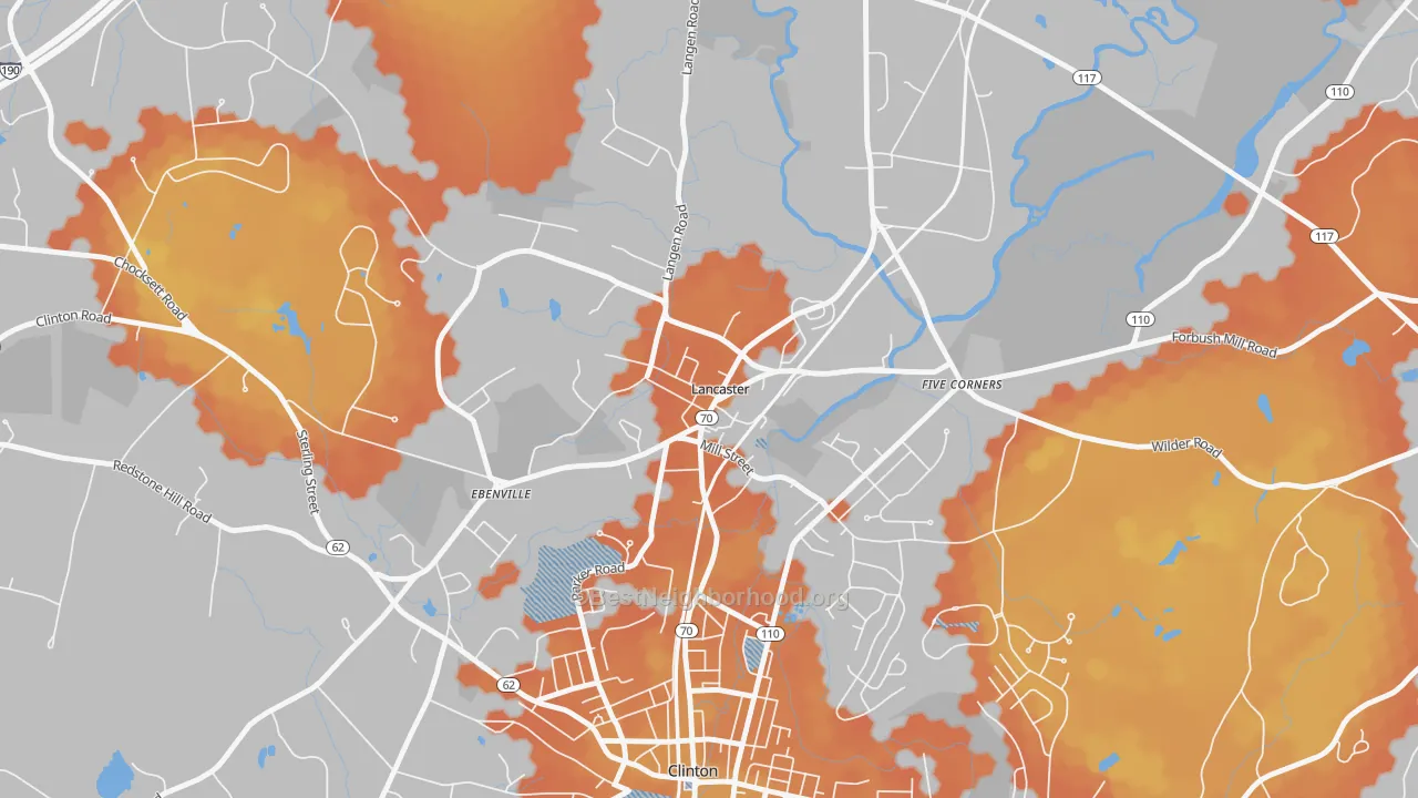 Bike Grade map of 01561, MA