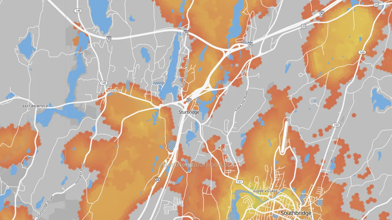 Bike Grade map of 01566, MA