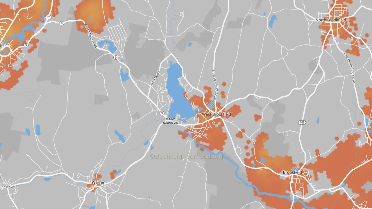 Bike Grade map of 01585, MA