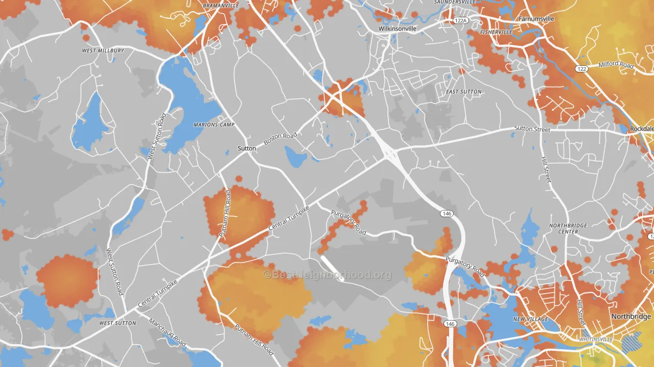 Bike Grade map of 01590, MA