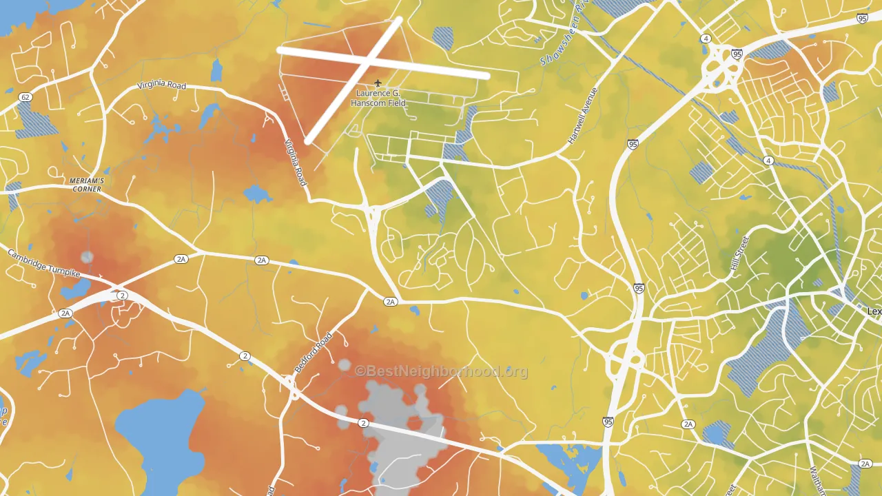 Bike Grade map of 01731, MA