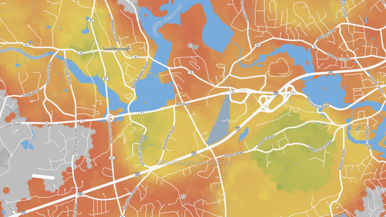 Bike Grade map of 01745, MA