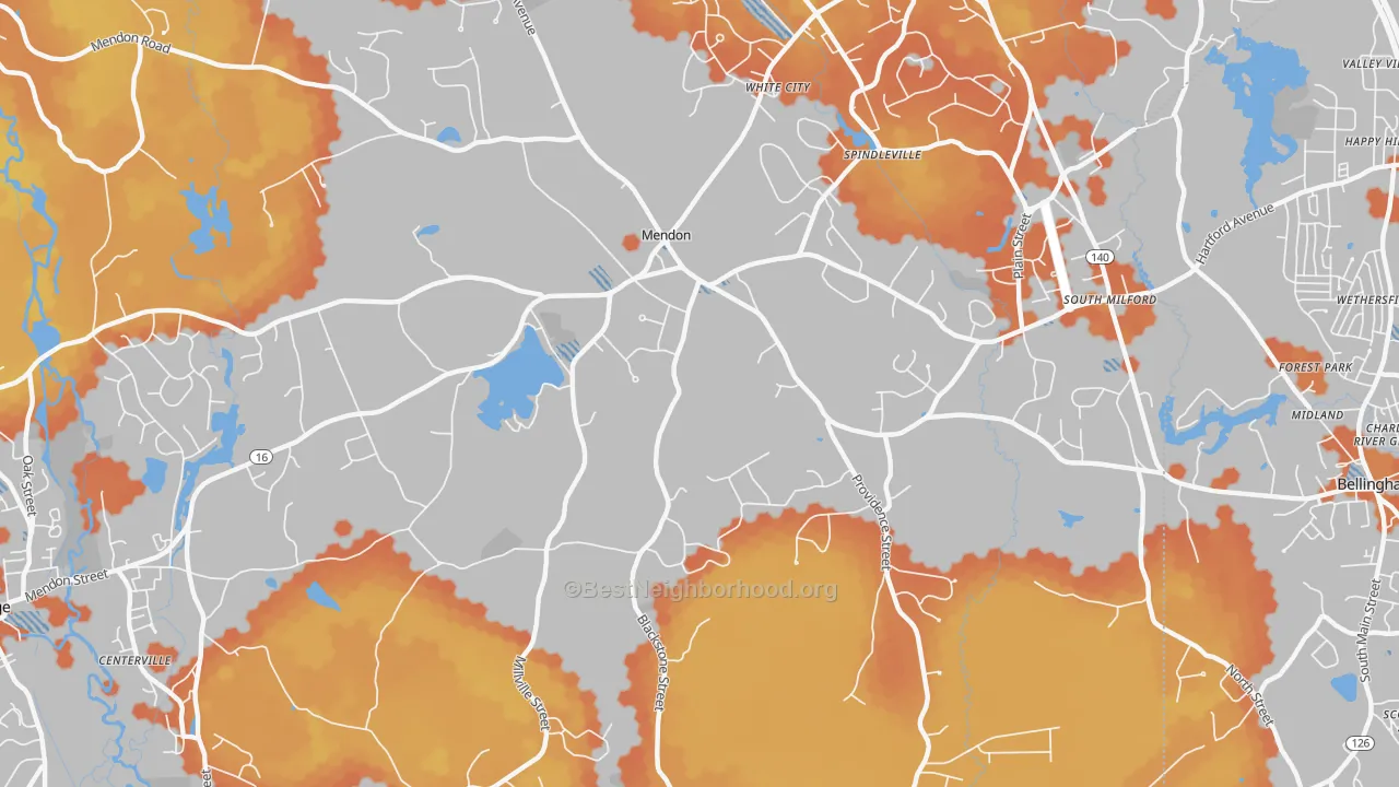 Bike Grade map of 01756, MA
