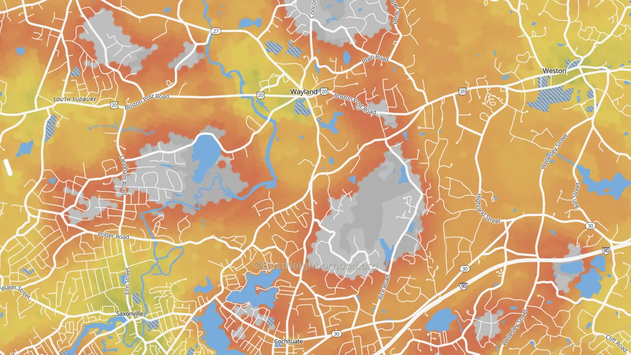Bike Grade map of 01778, MA
