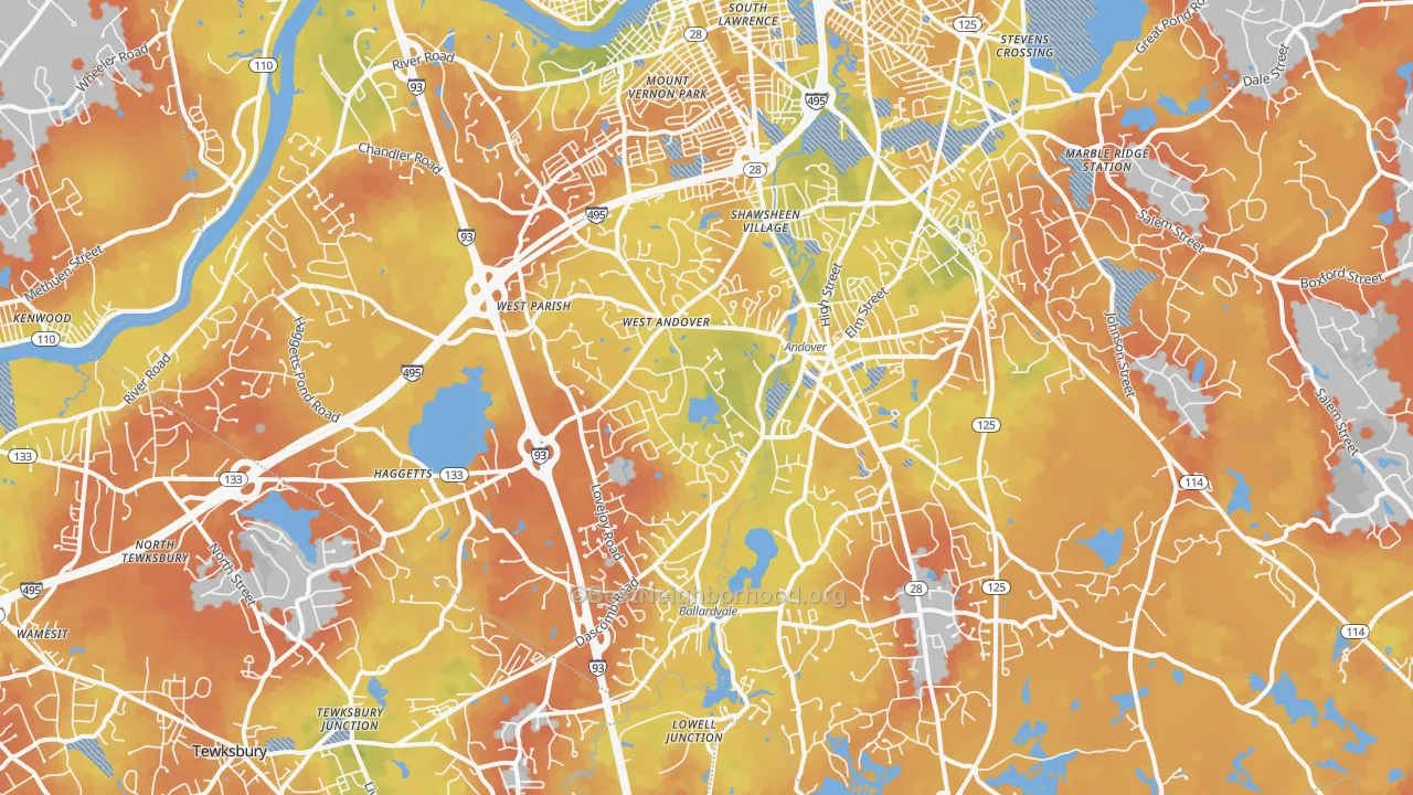 Bike Grade map of 01810, MA