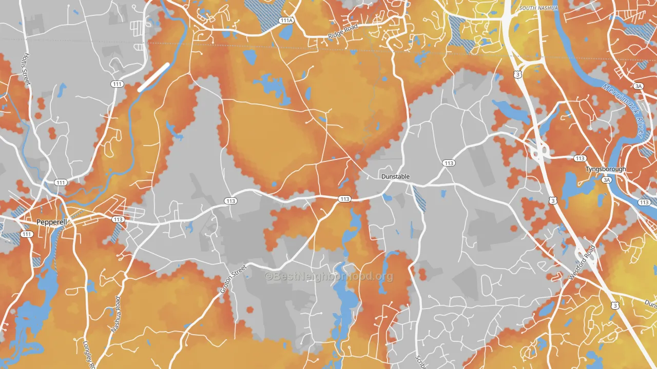 Bike Grade map of 01827, MA