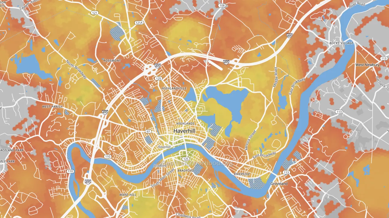 Bike Grade map of 01830, MA
