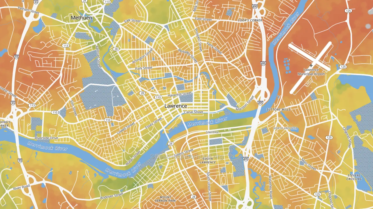 Bike Grade map of 01840, MA