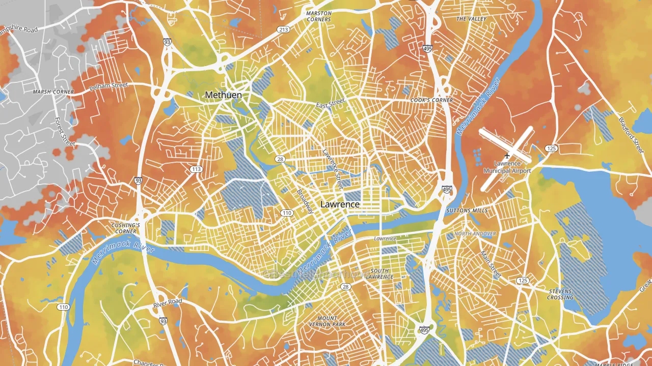 Bike Grade map of 01841, MA
