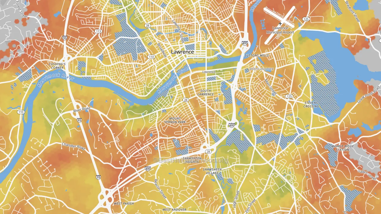 Bike Grade map of 01843, MA