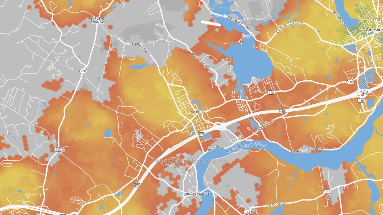 Bike Grade map of 01860, MA