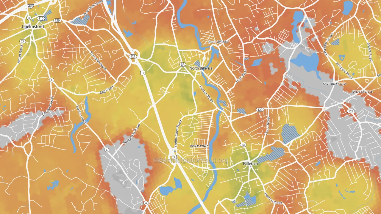 Bike Grade map of 01862, MA