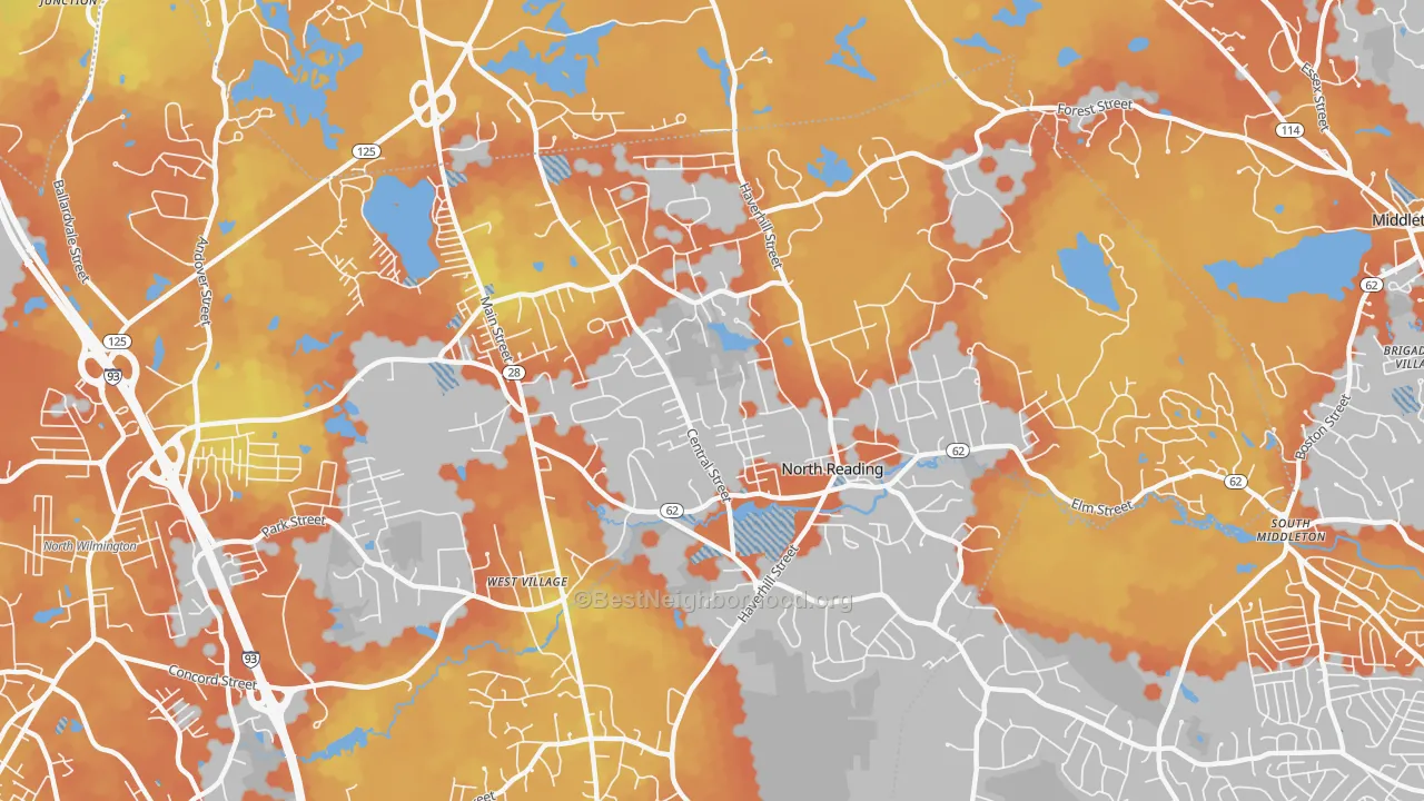 Bike Grade map of 01864, MA