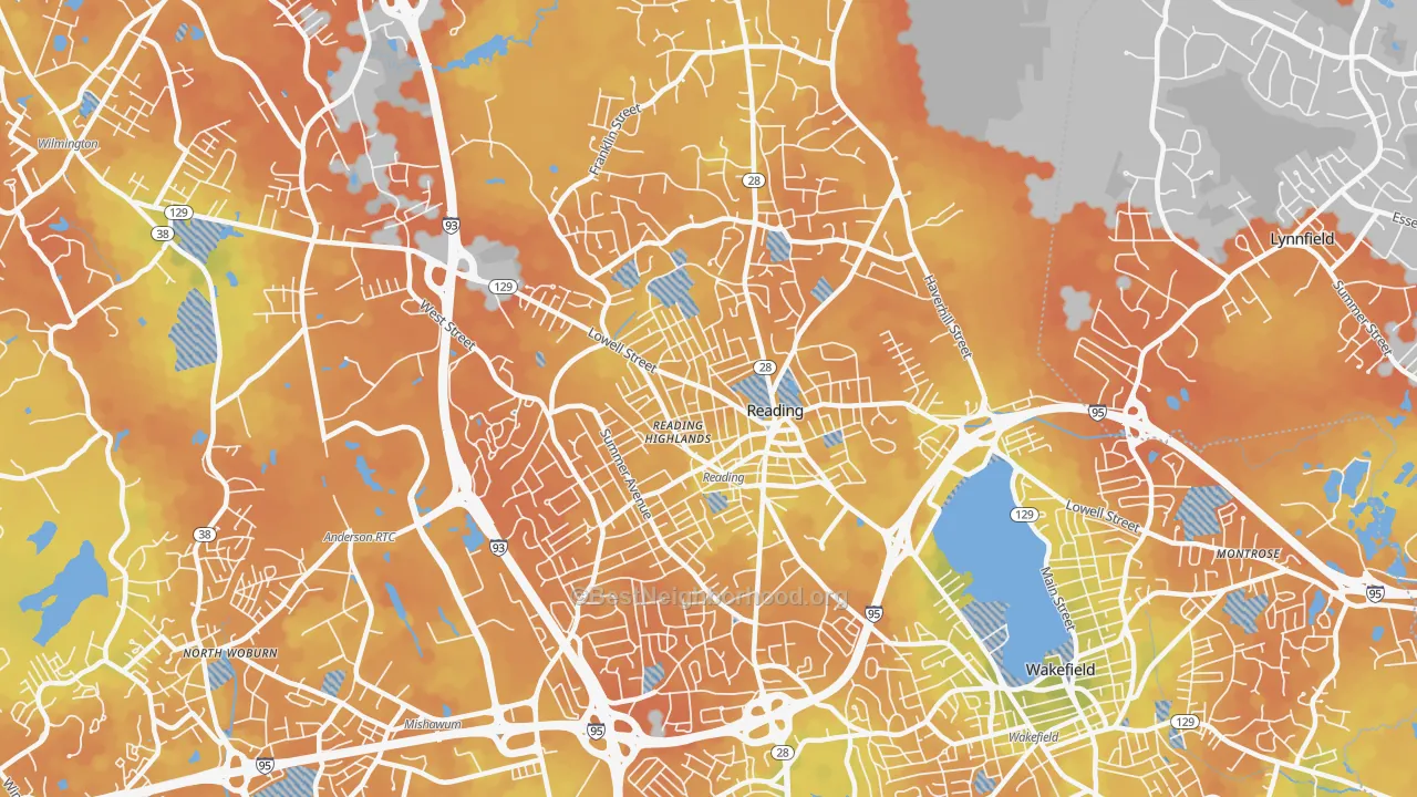 Bike Grade map of 01867, MA