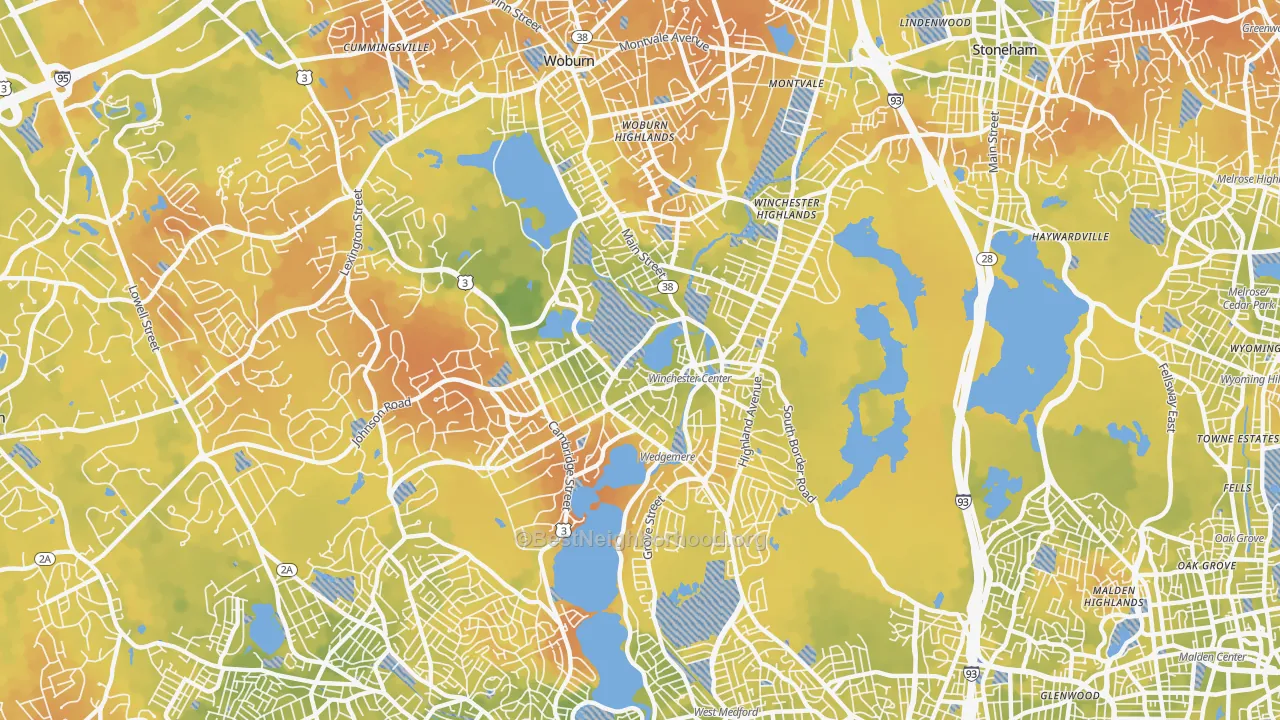 Bike Grade map of 01890, MA