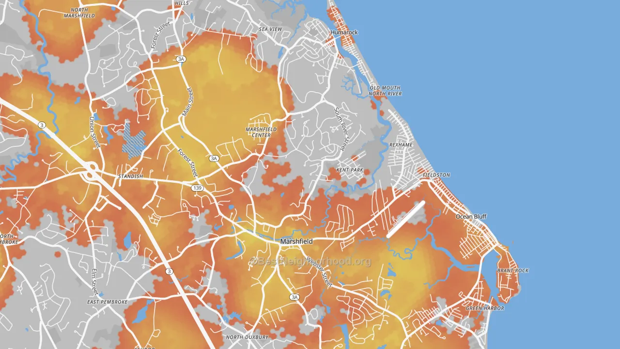 Bike Grade map of 02050, MA