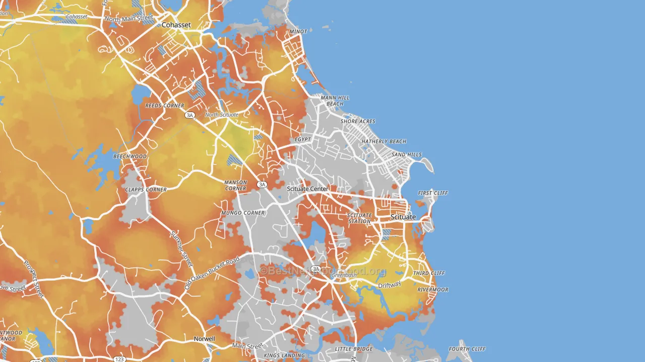 Bike Grade map of 02066, MA