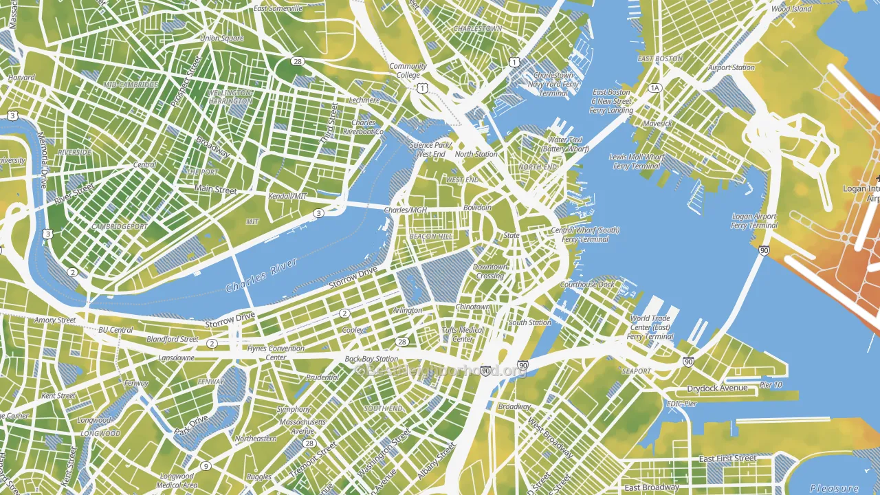 Bike Grade map of 02108, MA