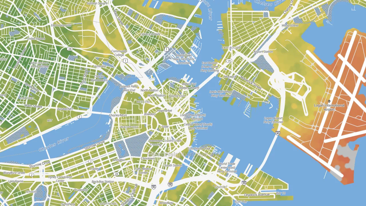 Bike Grade map of 02109, MA