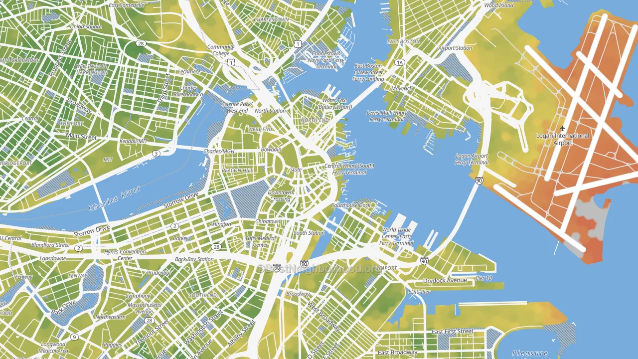 Bike Grade map of 02110, MA