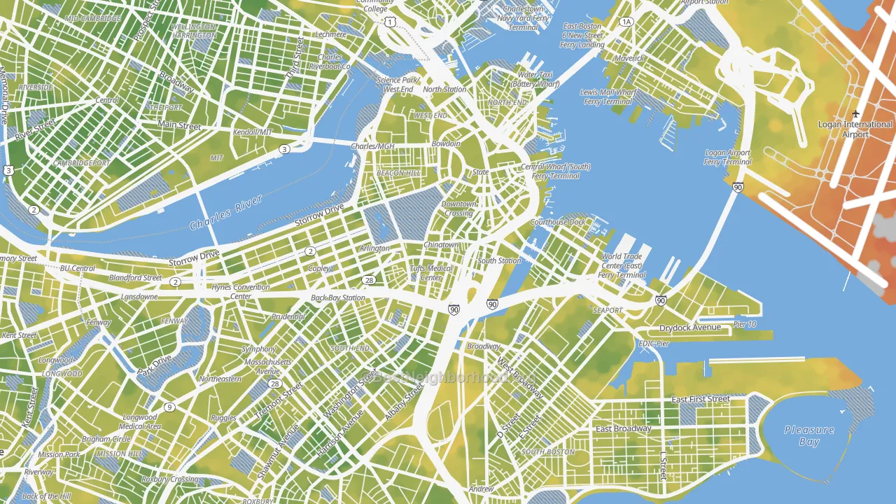 Bike Grade map of 02111, MA