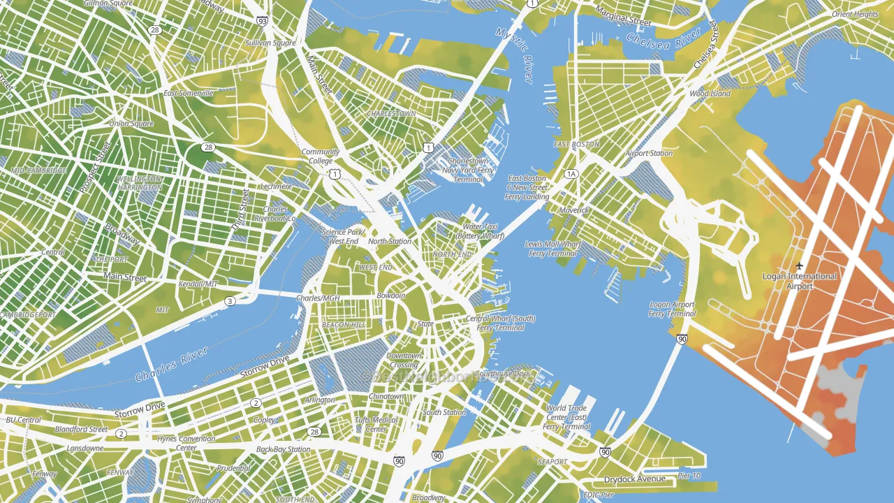 Bike Grade map of 02113, MA