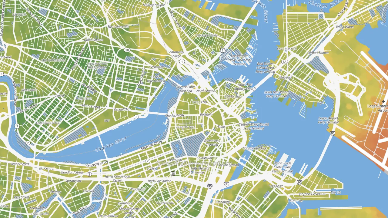 Bike Grade map of 02114, MA