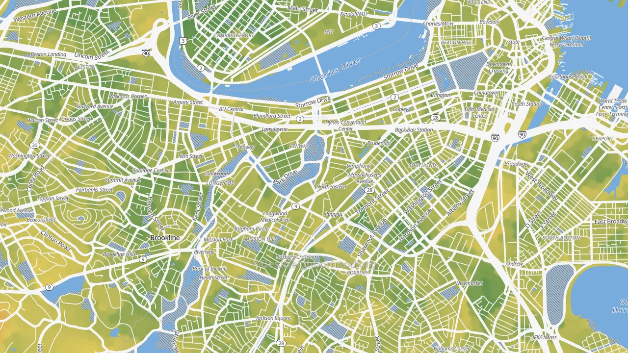 Bike Grade map of 02115, MA