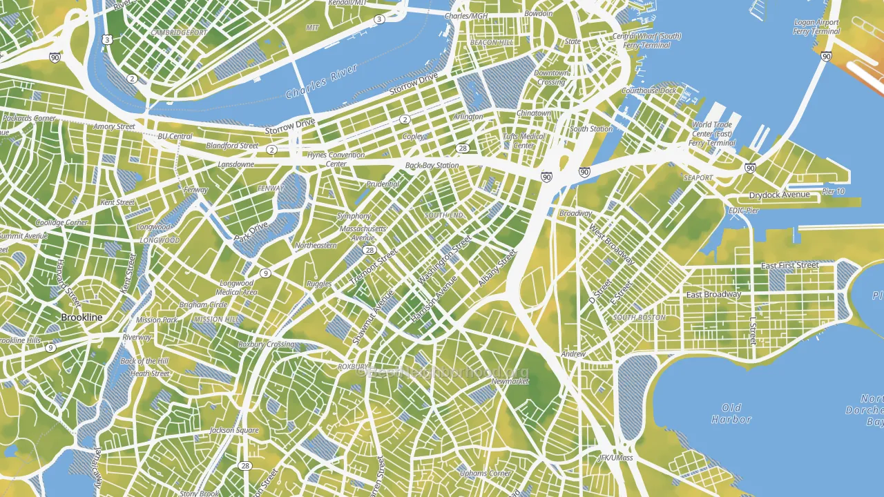 Bike Grade map of 02118, MA